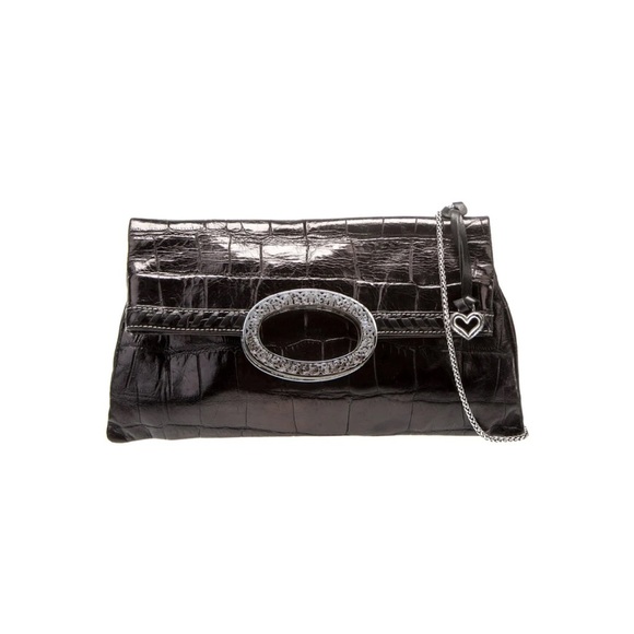 Brighton red leather croc embossed crossbody clutch bag with chain eUC‎ - Picture 9 of 9